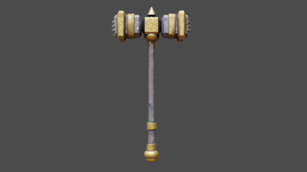 Dwarven Spiketop – Forged Steel and Gold Battlehammer