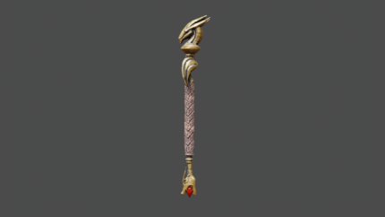 Wyrmfire Wand — Dragon-Topped Arcane Focus