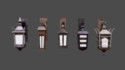 Iron Lantern Set – 5 Stylized Wall-Mounted Lights