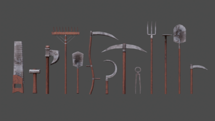 Medieval Farming Tools Pack – 13 Rustic Implements